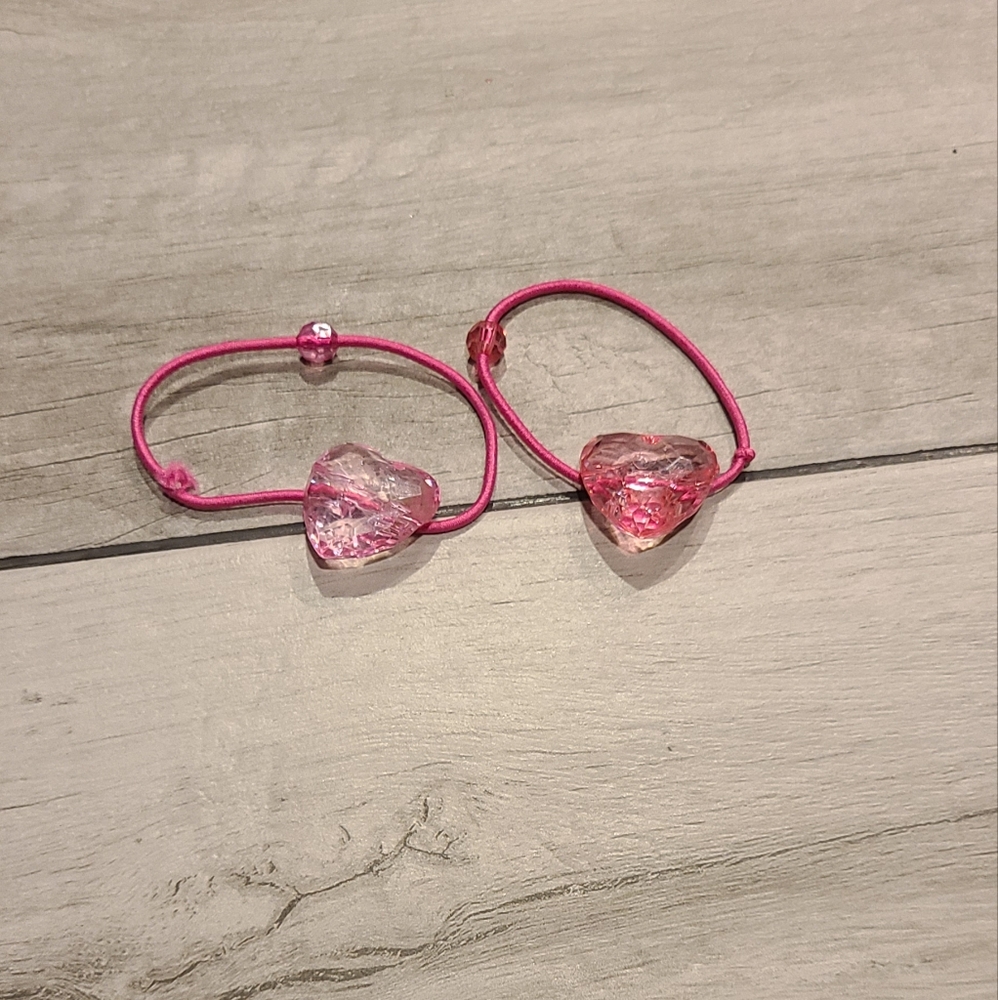 🍦Heart crystal bead ponytail holder set🧋